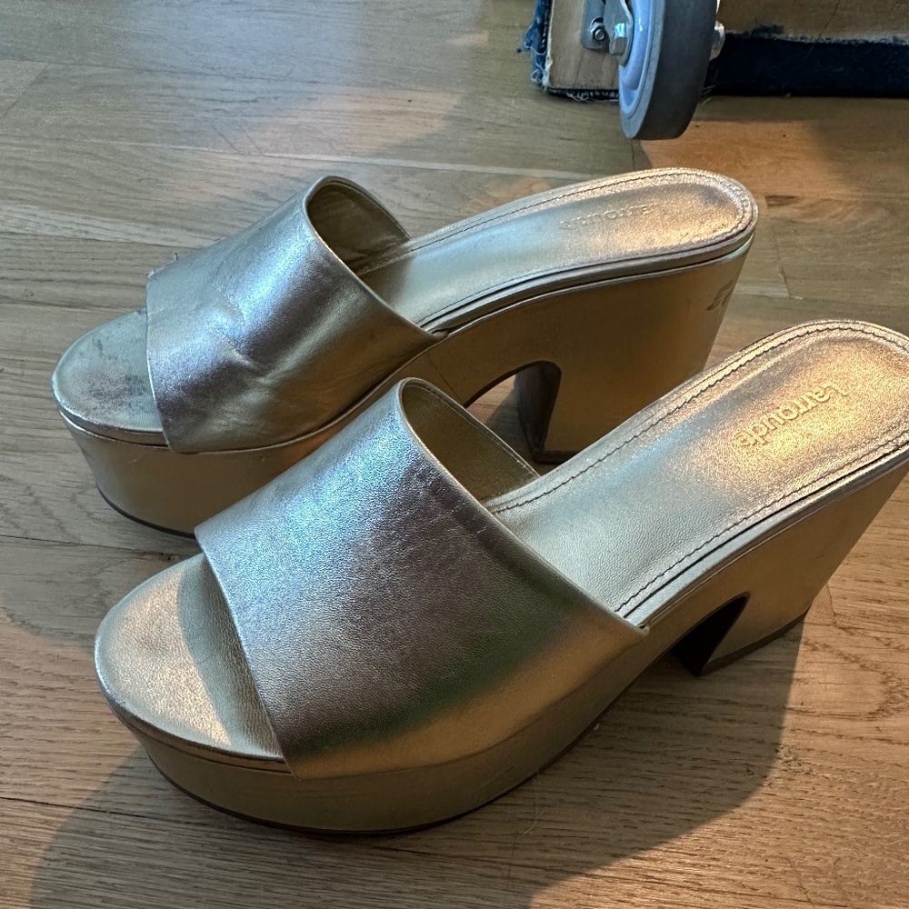 Larroude gold heels